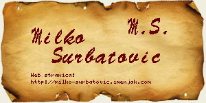 Milko Šurbatović vizit kartica